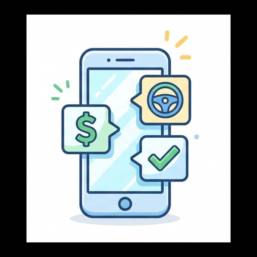 Phone with payouts, routes, and done checkmarks